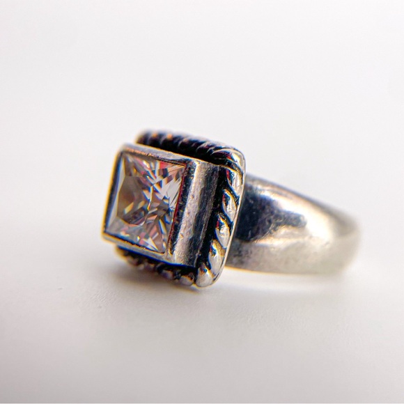 Silpada Sterling 925 Silver Elizabeth CZ Braided Rope Frame Ring. Size 6. - Picture 7 of 11